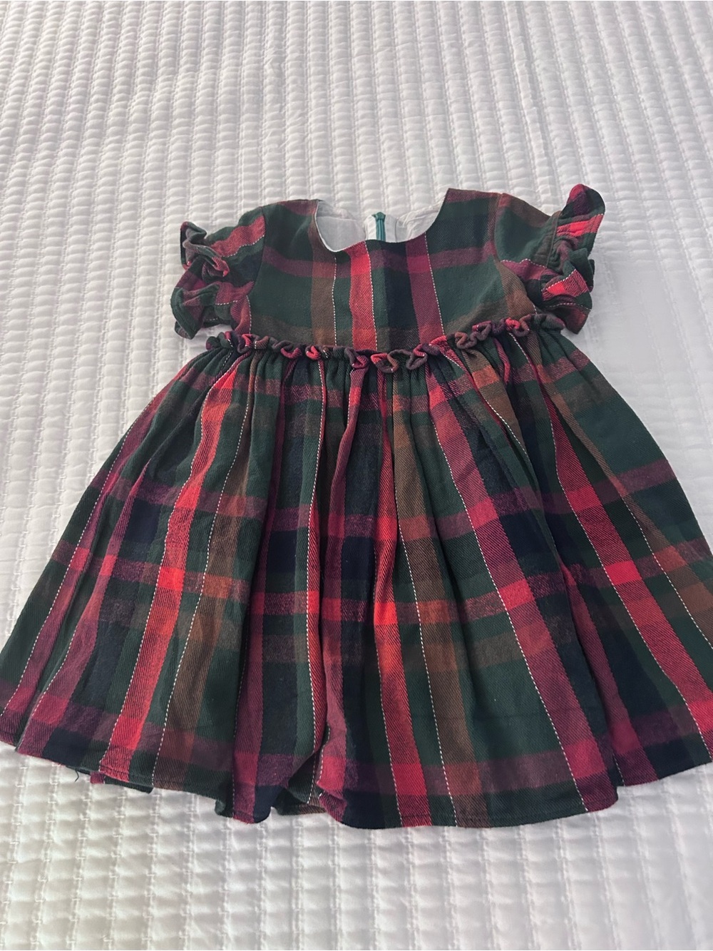 Plaid Puff-Sleeve Dress in Red and Green Holiday Size 5/6